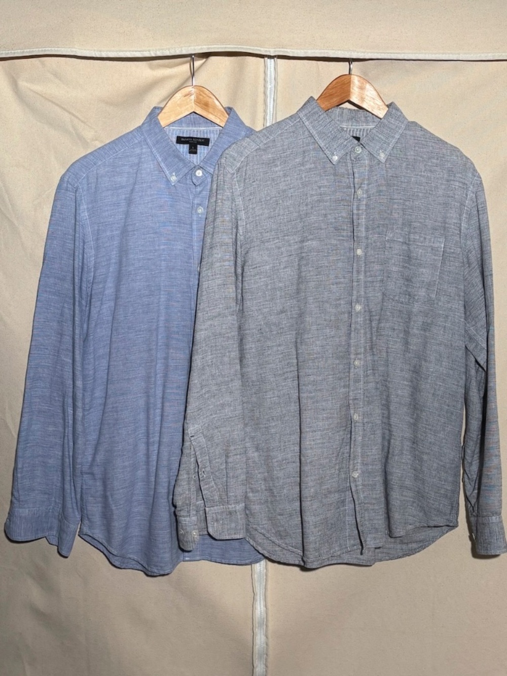 Bundle 2 Banana Republic Men's Linen Button-down, Long-sleeve, Slim Fit LARGE